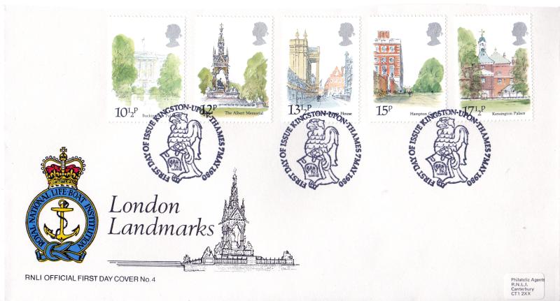 1980 (05) Landmarks - Pilgrim RNLI Cover - Kingston Upon Thames H/S