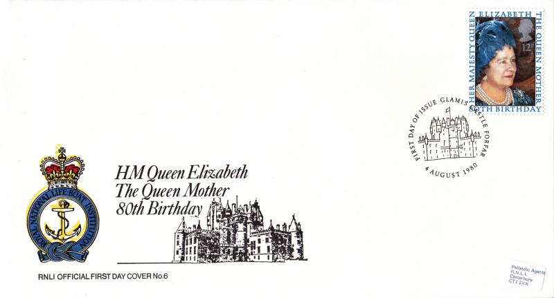 1980 (08) Queen Mother - Pilgrim RNLI Cover - Glamis H/S