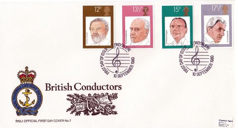1980 (09) Composers - Pilgrim RNLI Cover - London SW H/S