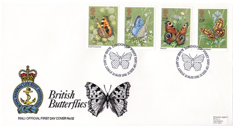 1981 (05) Butterflies - Pilgrim RNLI Cover - London SW H/S