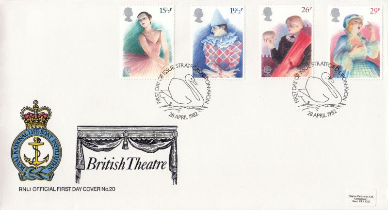 1982 (04) Theatre - Pilgrim RNLI Cover - Stratford H/S.