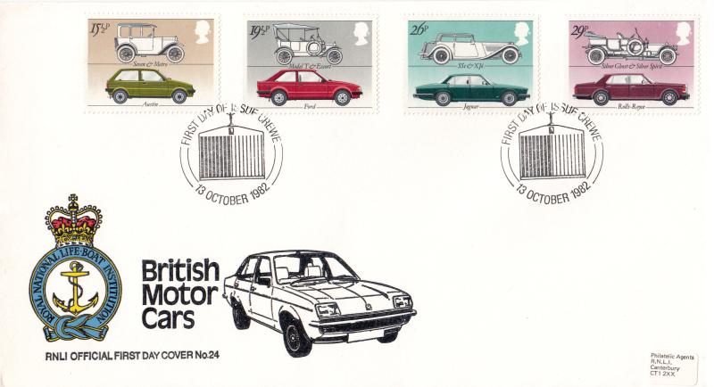 1982 (10) British Motor Cars - Pilgrim RNLI Cover - Crewe H/S