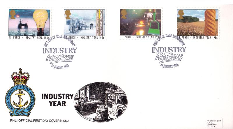 1986 (01) Industry Year - Pilgrim RNLI Cover - Birmingham H/S.