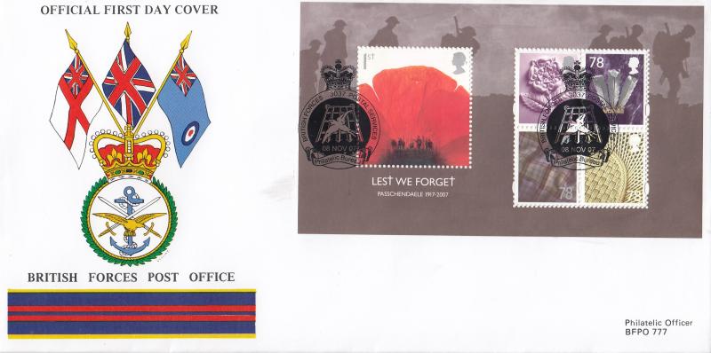 2007 (11) Lest We Forget M/S - British Forces Post Office (BF3037PS) Official