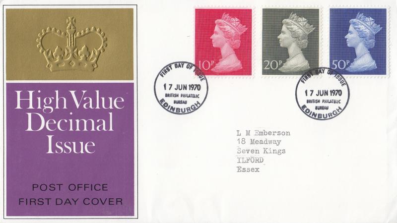 1970 (06) Large Machin Definitives - PO - Edinburgh FDI