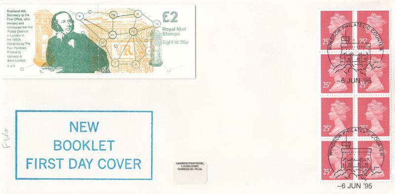 1995 (06) £2 Rowland Hill Booklet FW6 - Boxed Display Text Cover - Windsor Counter H/S