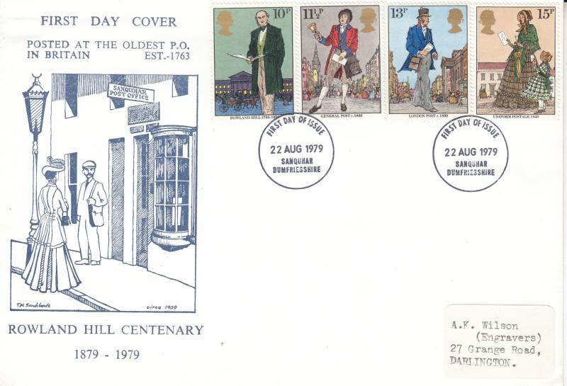 1979 (08) Rowland Hill (Stamps) - Sanquhar Post Office Cover - Sanquhar FDI