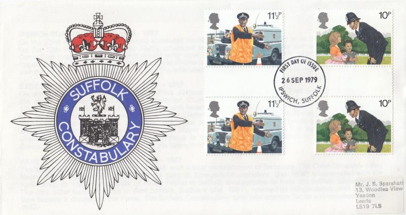1979 (09) Police - Suffolk Constabulary Cover (Pair) - Gutter Pairs - Ipswich FDI