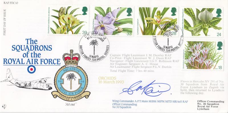 1993 (03) Orchids - RAF FDC 10 - No 30 Squadron BF2348PS Official