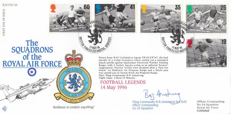 1996 (05) Football Legends - RAF FDC 38 - No 54 Squadron BF2521PS Official