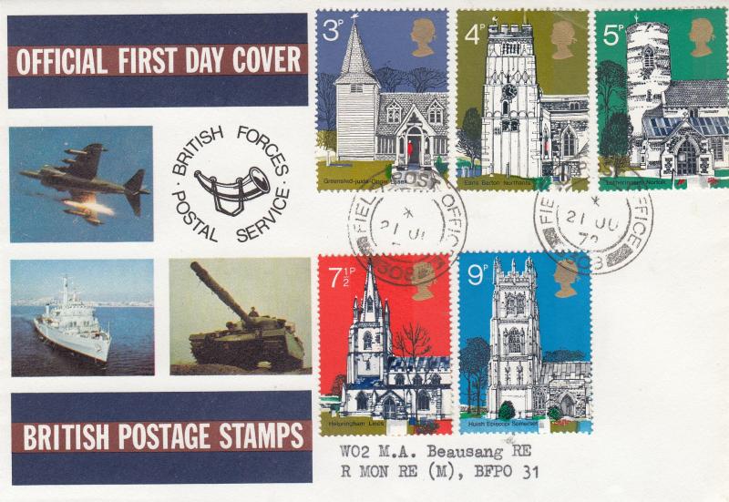 1972 (06) Churches - Forces BFPS Cover - Field PO 308 CDS