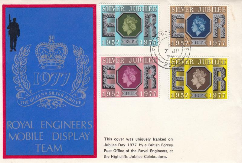 1977 (06) Jubilee Day Royal Engineers Mobile Display Team Cover - Field Post Office 999 CDS