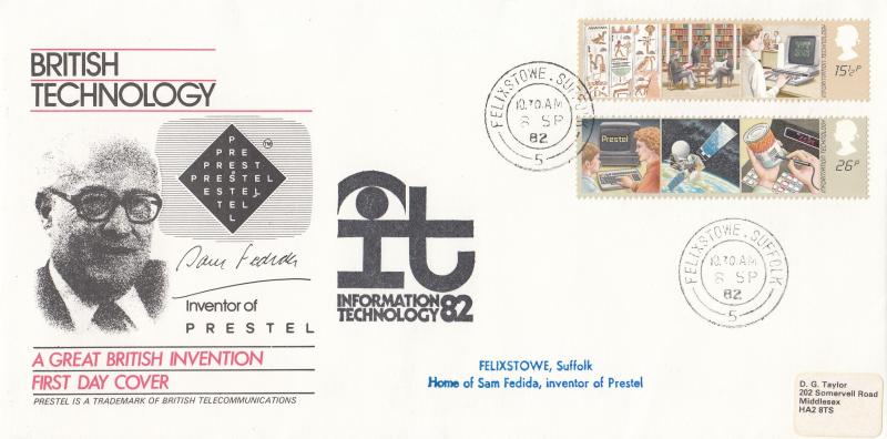 1982 (09) Info Technology - Prestel (Martlesham Heath) Official - Felixstow CDS (With cachet)