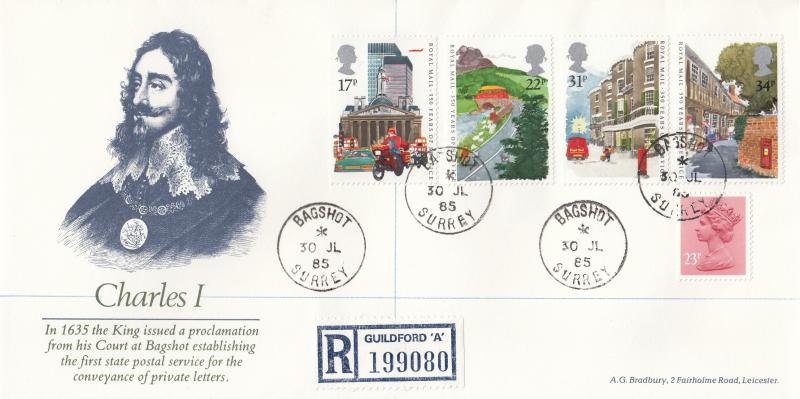 1985 (07) Royal Mail - Bradbury 'Charles I' Cover - Bagshot CDS