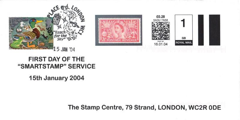 2004 (01) Smartstamp Service - First Day of Use 'Stamp Centre' Special - 2½d Coronation Version