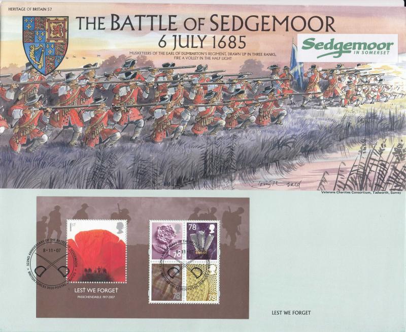 2007 (11) Lest We Forget M/S - Heritage of Britain 'Battle of Sedgemoor' Official
