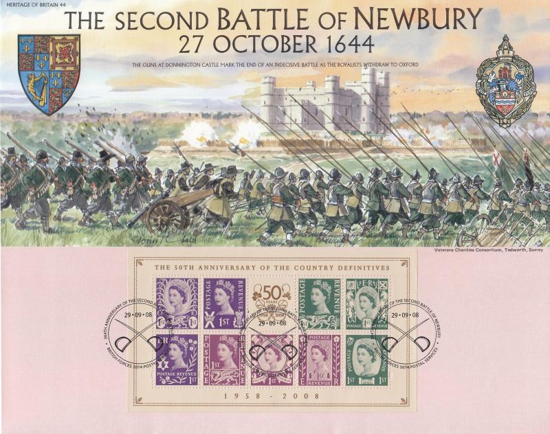 2008 (09) Country Definitives M/S - Heritage of Britain 'Battle of Newbury' Official