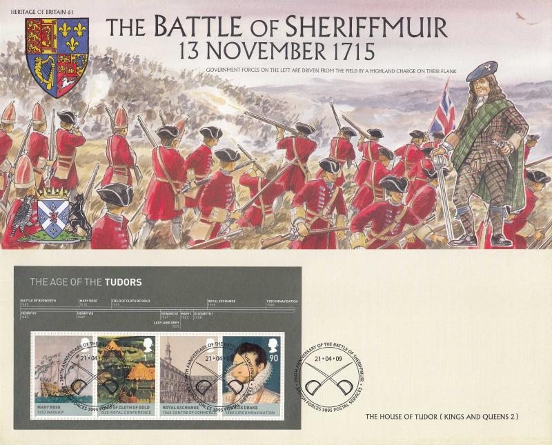 2009 (04) The Tudors (M/S) - Heritage of Britain 'Battle of Sheriffmuir' Official