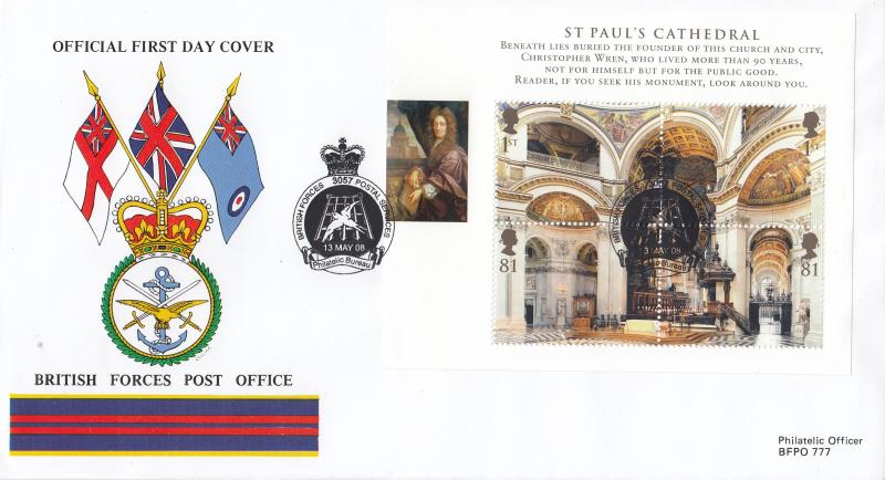 2008 (05) Cathedrals (M/S) - British Forces Post Office (BF3057PS) Official