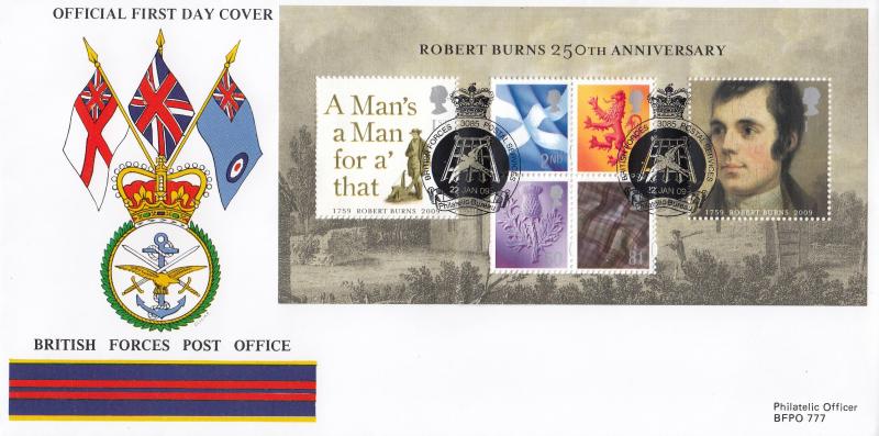 2009 (01) Robert Burns M/S - British Forces Post Office (BF3085PS) Official