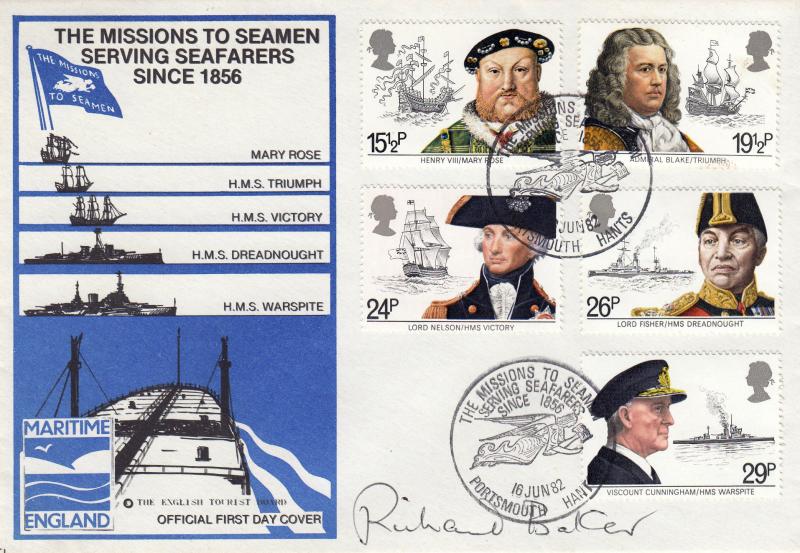 1982 (06) Maritime - Stamp Publicity 'Missions to Seamen, Portsmouth' Official - Signed by Richard Baker