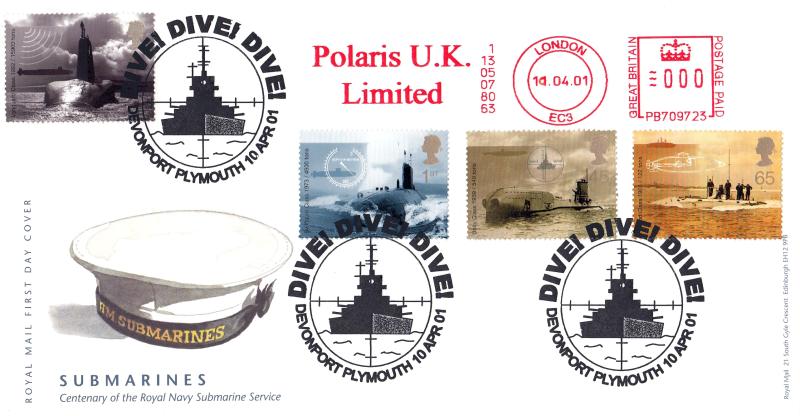 2001 (04) Submarines - RM - Dive, Dive, Dive, Plymouth H/S + Polaris UK Meter Mark