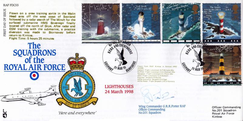 1998 (03) Lighthouses - RAF FDC 55 'No 201 Squadron, Gosport' Official
