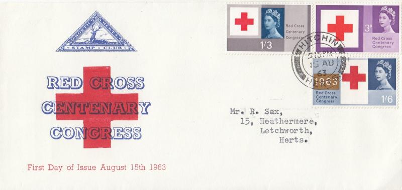 1963 (08) Red Cross - North Herts Stamp Club Cover - Ord - Hitchin CDS