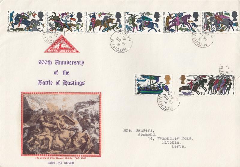 1966 (10) Battle of Hastings - North Herts Stamp Club Cover - Ord - Hitchin CDS