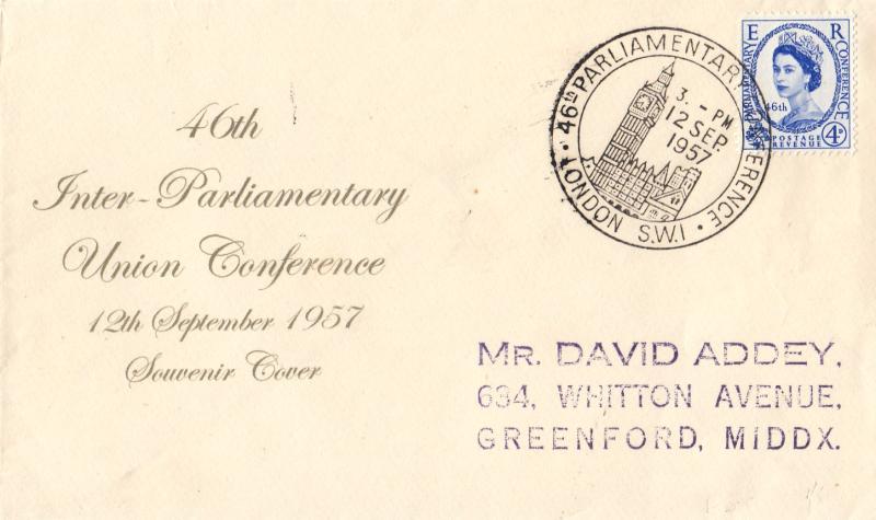 1957 (09) Parliamentary Conference - Display Text Cover - 'Big Ben' H/S