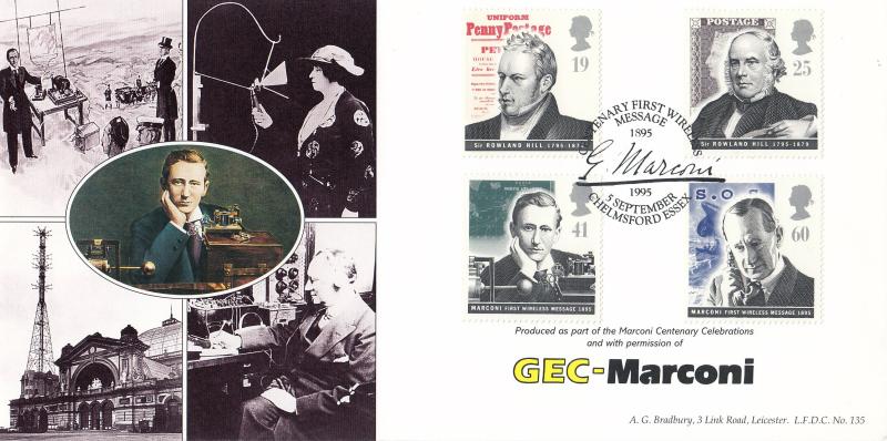 1995 (09) Communications - Bradbury LFDC 135 'First Wireless Message' Official