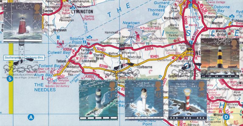 1998 (03) Lighthouses - Unusual 'Folded Map' Page - The Needles H/S