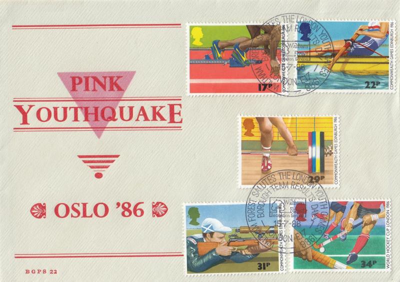 1986 (07) Sports - BGPS (British Gay Philatelic Society) Special - Waltham Forest, London Youth Games H/S