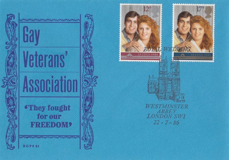 1986 (07) Wedding - BGPS (British Gay Philatelic Society) Special - Westminster Abbey H/S