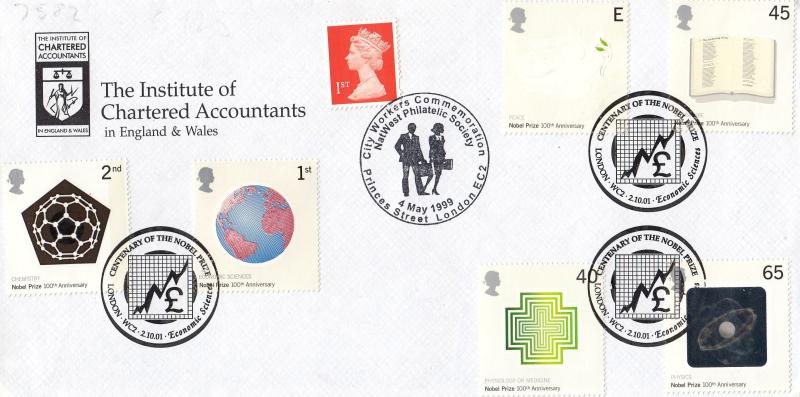 2001 (10) Nobel Prizes - The Institute of Chartered Accountants Cover - Economic Science, WC2 H/S