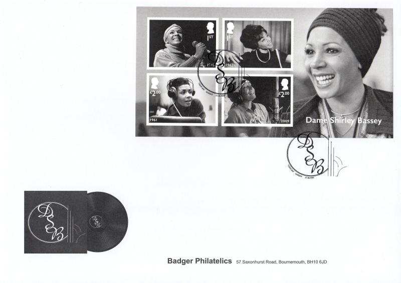 2023 (09) Shirley Bassey (M/S) - Badger Philatelics Official (No Barcode)