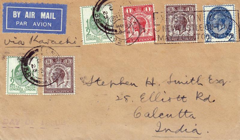 1929 (05) Postal Union Congress - Low Values - Plain - London W1 'Exhibition at Newcastle May to Oct 1929' Slogan (With Cachets on Rear)