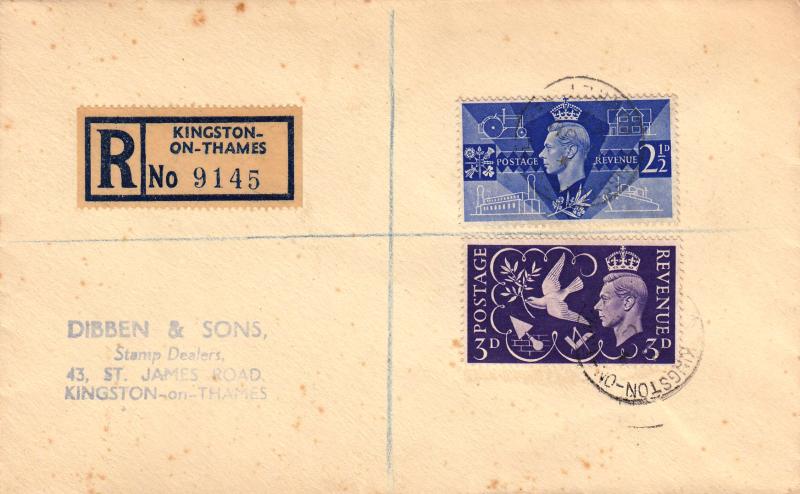 1946 (06) Victory - Plain Cover - UNLISTED Kingston On Thames CDS