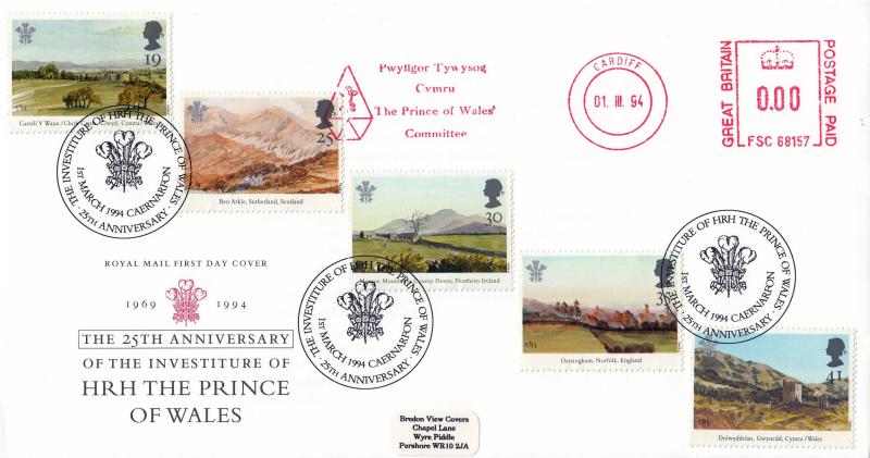 1994 (03) Prince of Wales Paintings - RM - Caernarfon H/S + 'The Prince of Wales Committee' Meter Mark