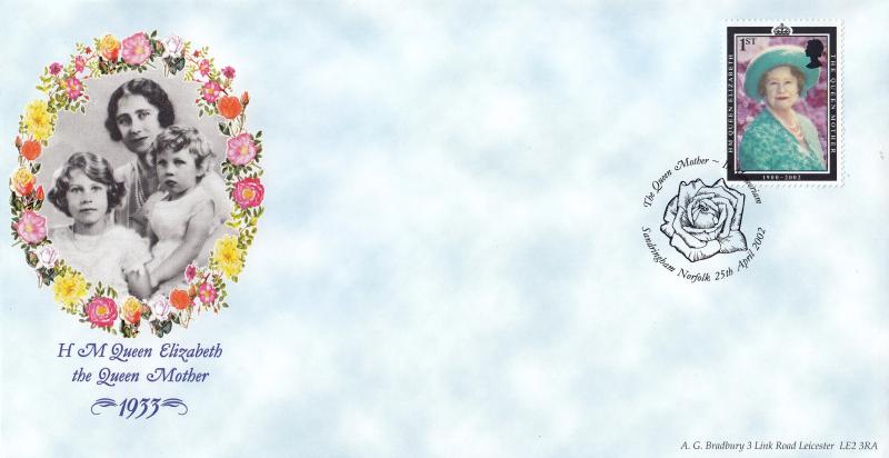 2002 (04) Queen Mother - Bradbury 1906-1936 Historical Image Set of Four - Four Different 'Roses' H/S's