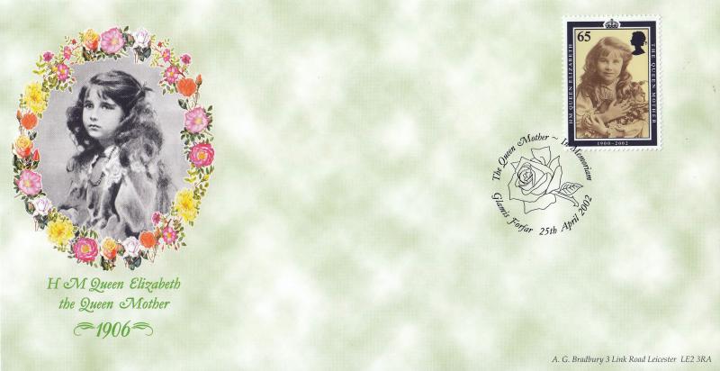 2002 (04) Queen Mother - Bradbury 1906-1936 Historical Image Set of Four - Four Different 'Roses' H/S's