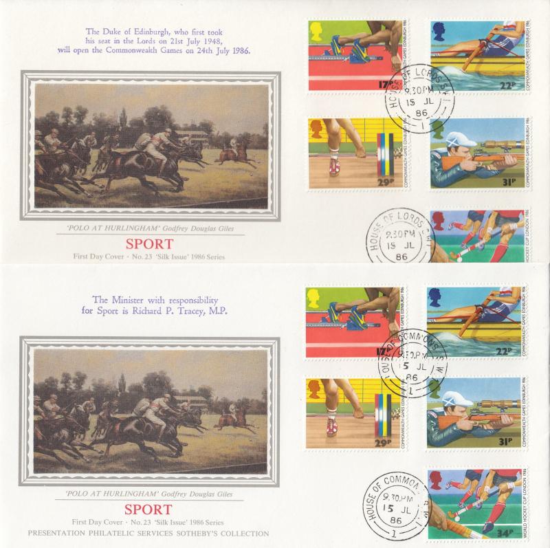 1986 (07) Sports - PPS 'Silk's (Pair) - House of Commons & Lords CDS's