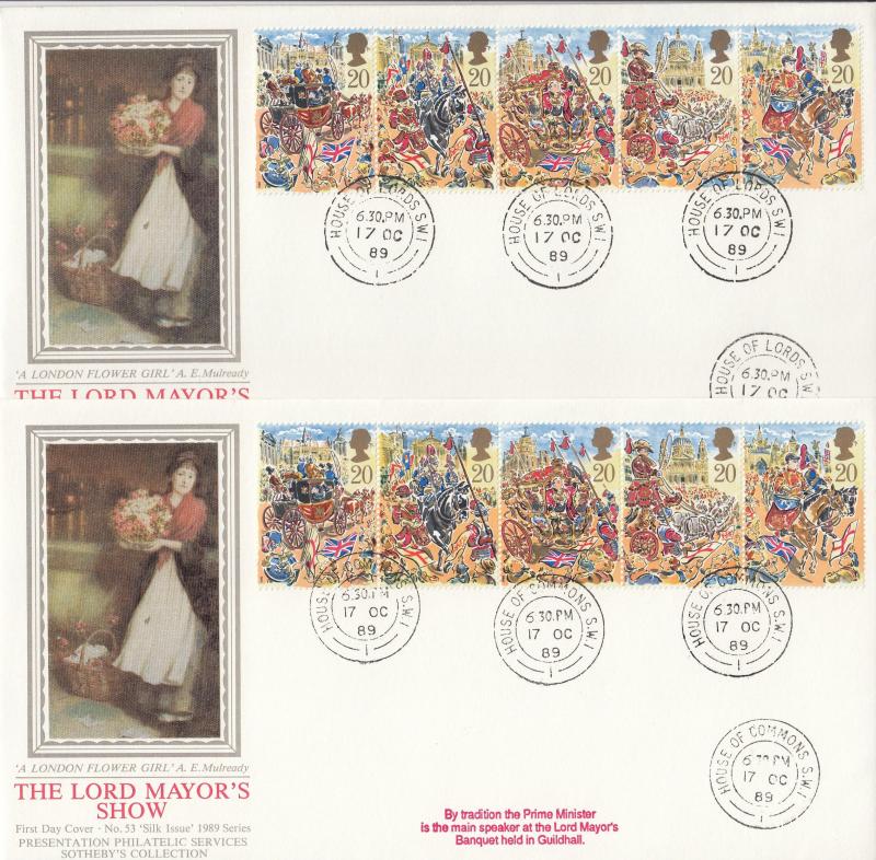 1989 (10) Lord Mayor's Show - PPS 'Silk's (Pair) - House of Commons & Lords CDS's