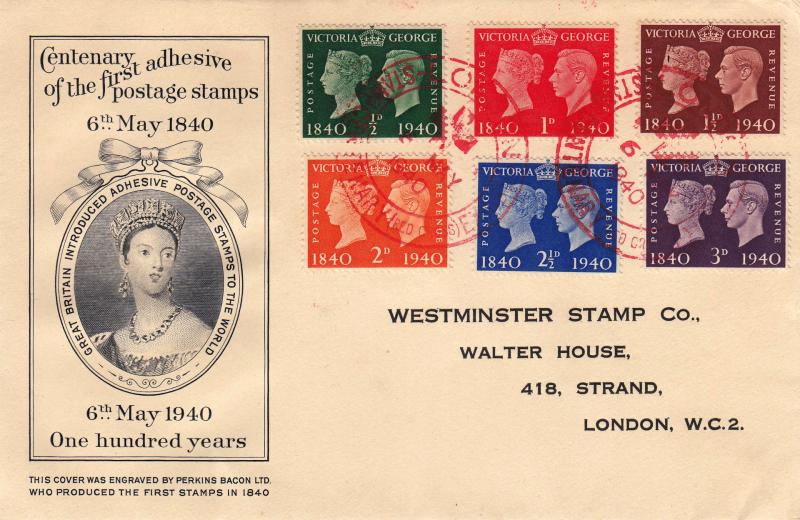 1940 (05) Centenary - Perkins Bacon Cover (Black Image) - Red Cross (London) H/S