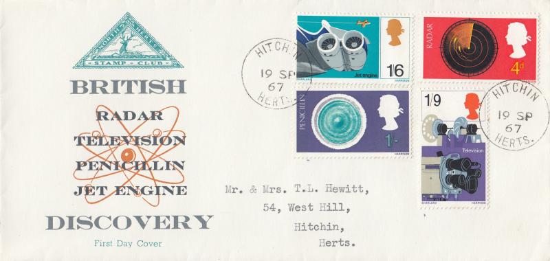 1967 (09) British Discovery - North Herts Stamp Club Cover - Hitchin CDS
