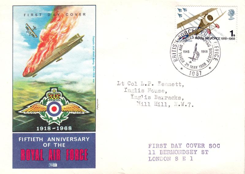 1968 (05) Anniversaries - Philart - 1/- RAF Stamp - RAF Escaping Society H/S