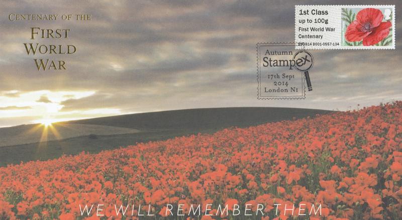 2014 (09) First World War - Internet Symbolic Flowers Post & Go (s) - Autumn Stampex H/S
