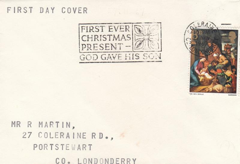 1967 (11) Christmas (3d) - Plain - First Ever Christmas Present Slogan
