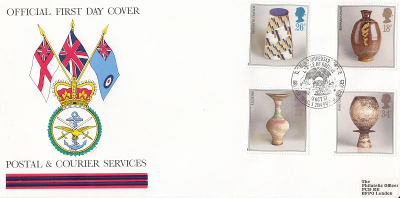 1987 (10) Studio Pottery - Forces Postal & Courier Services BF2154PS 'Alternative' Official