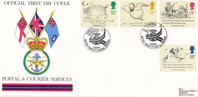 1988 (09) Edward Lear (Stamps) - Forces Postal & Courier Services BF2173PS 'Alternative' Official